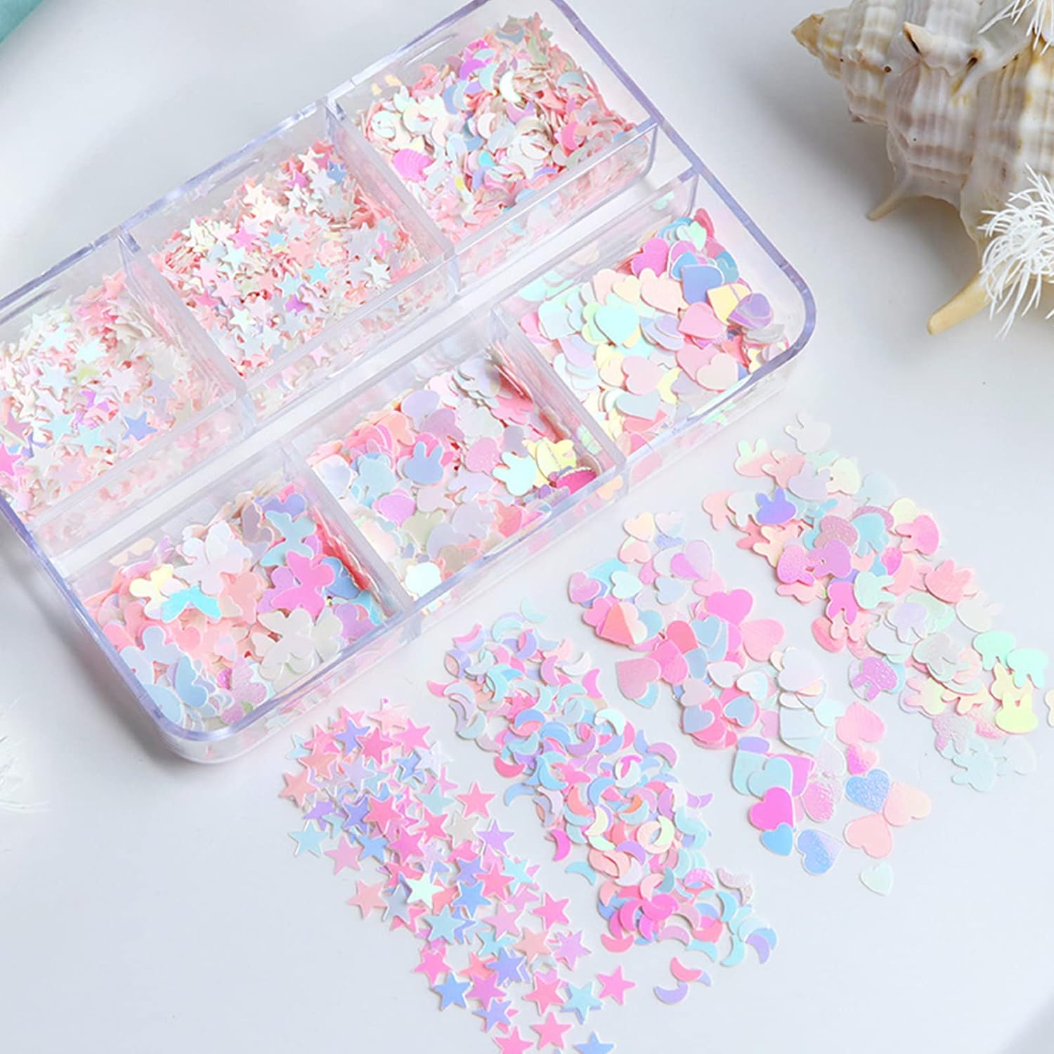 6 Grids of Holographic Sequins - 17 Dreamy - DTK Nail Supply