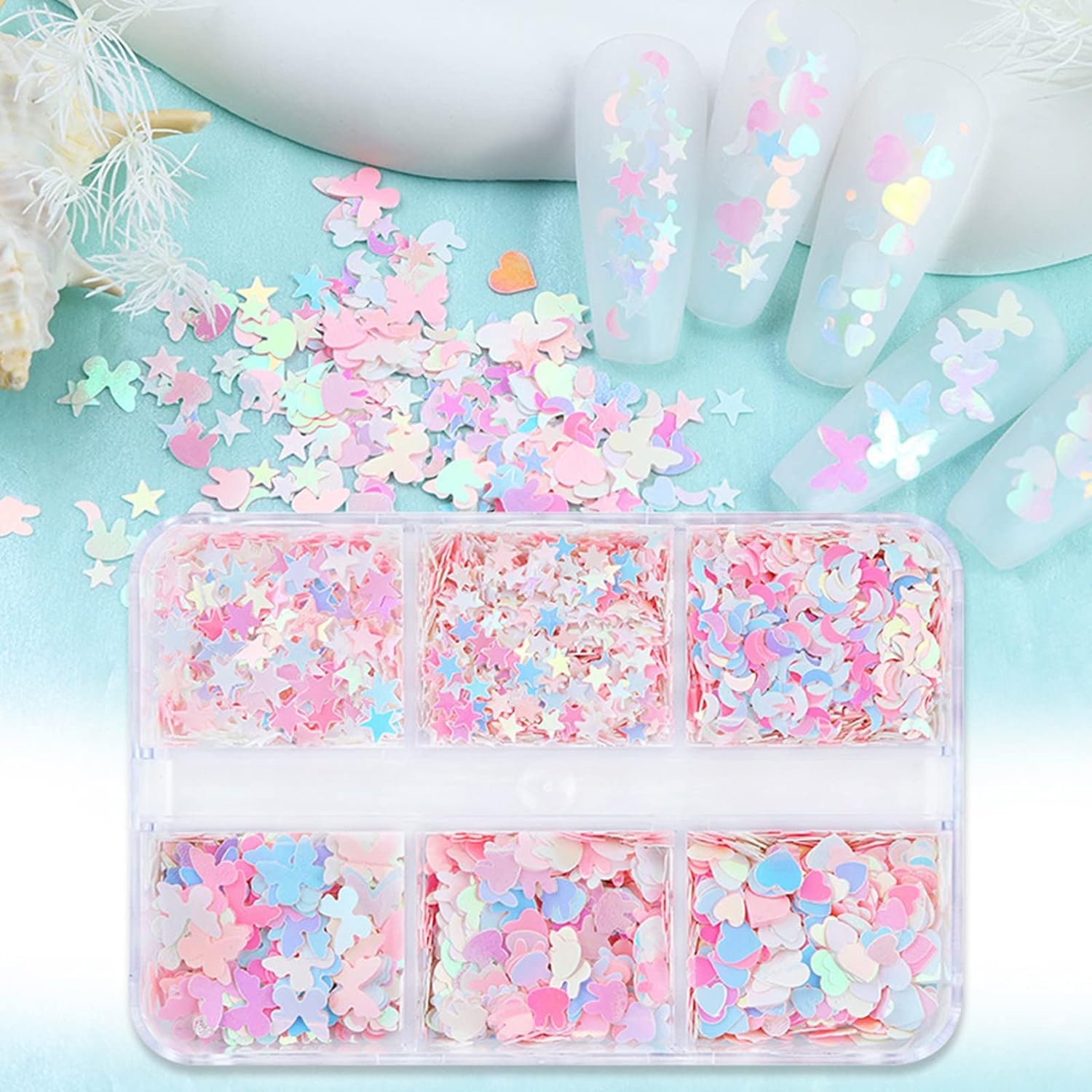 6 Grids of Holographic Sequins - 17 Dreamy - DTK Nail Supply
