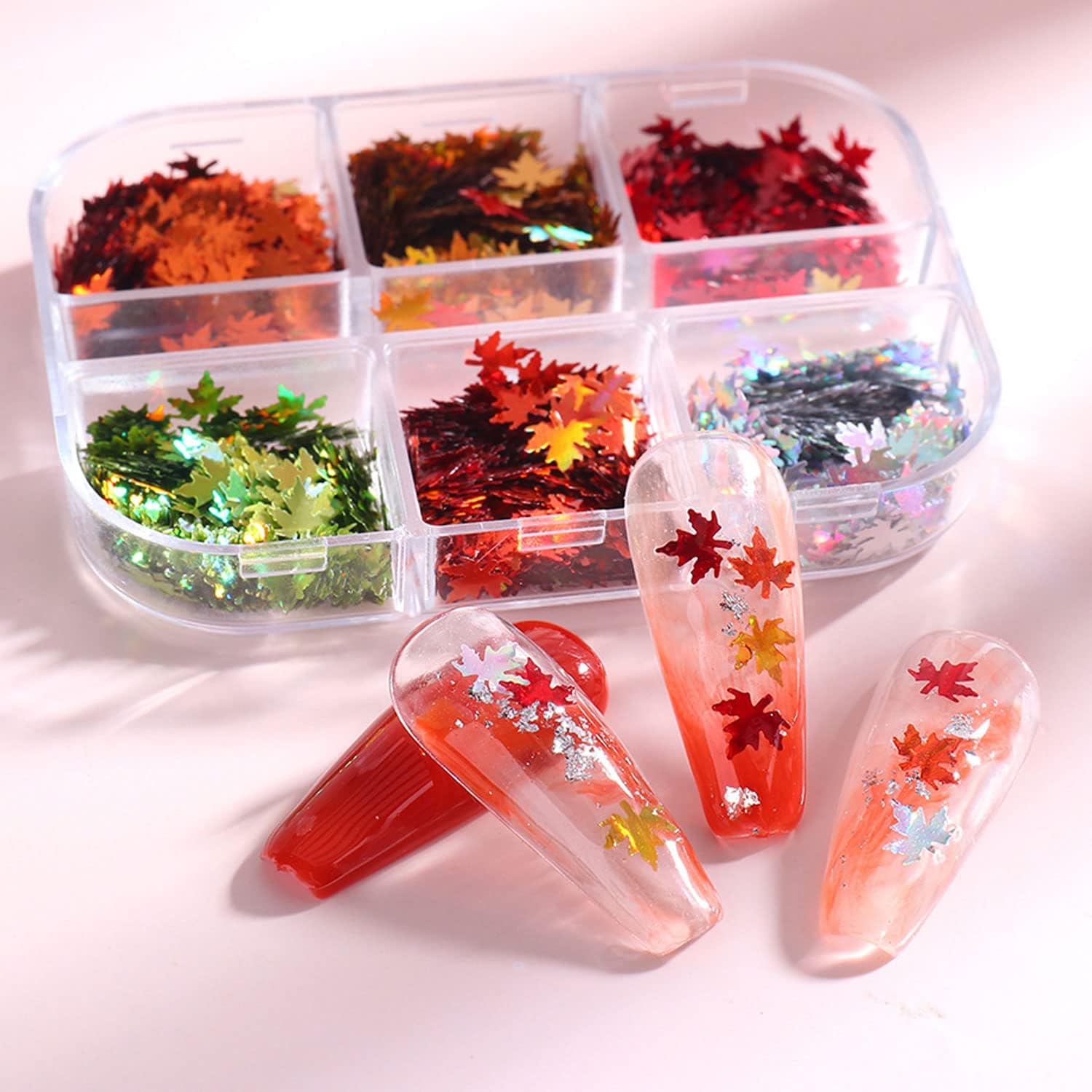 6 Grids of Holographic Sequins - 1909 - 26 - 30 Fall Leaves - DTK Nail Supply