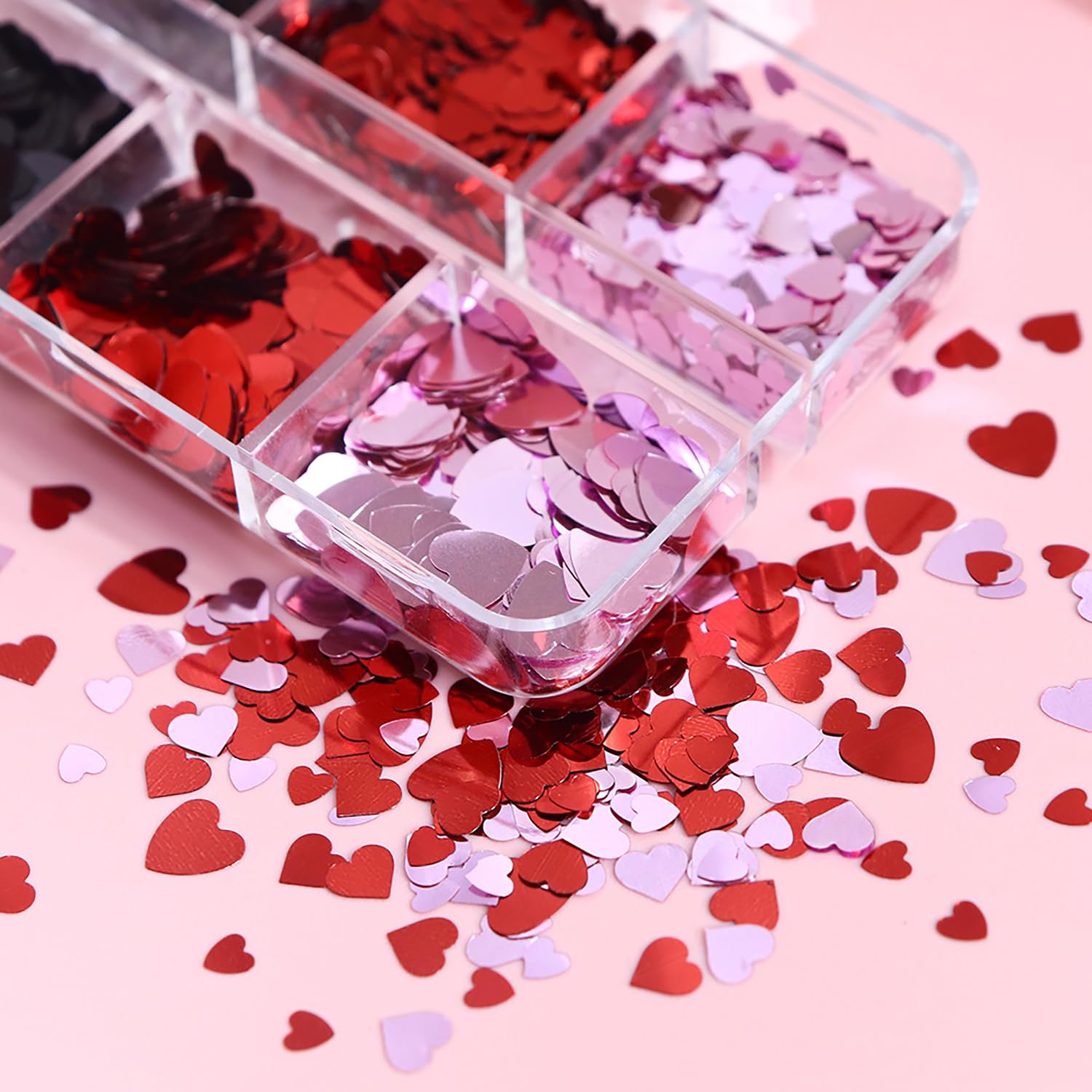 6 Grids of Holographic Sequins - 23 Hearts - DTK Nail Supply