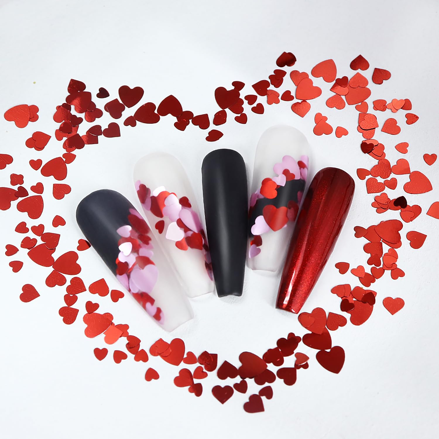 6 Grids of Holographic Sequins - 23 Hearts - DTK Nail Supply