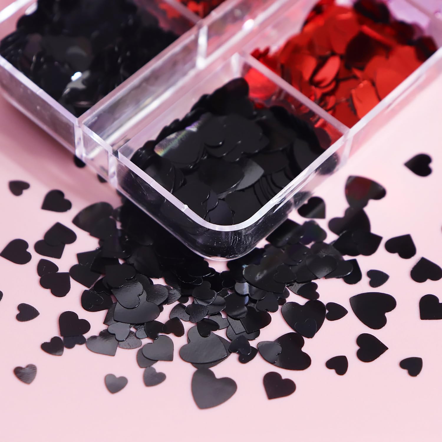 6 Grids of Holographic Sequins - 23 Hearts - DTK Nail Supply