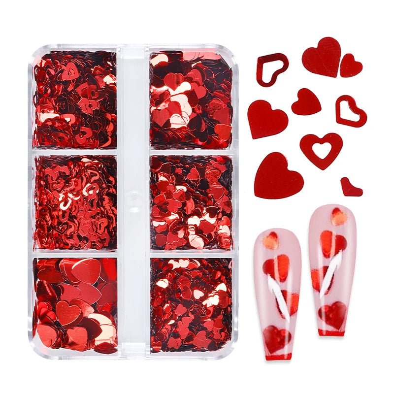 6 Grids of Holographic Sequins - 24 Valentine - DTK Nail Supply