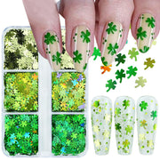 6 Grids of Holographic Sequins - 28 Lucky Clovers - DTK Nail Supply