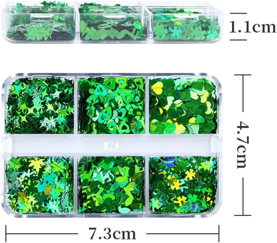 6 Grids of Holographic Sequins - 29 St Patrick's Day - DTK Nail Supply