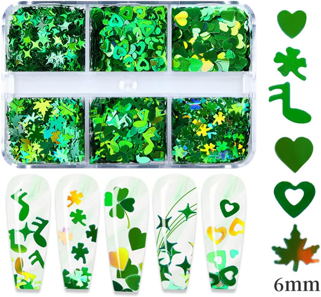 6 Grids of Holographic Sequins - 29 St Patrick's Day - DTK Nail Supply