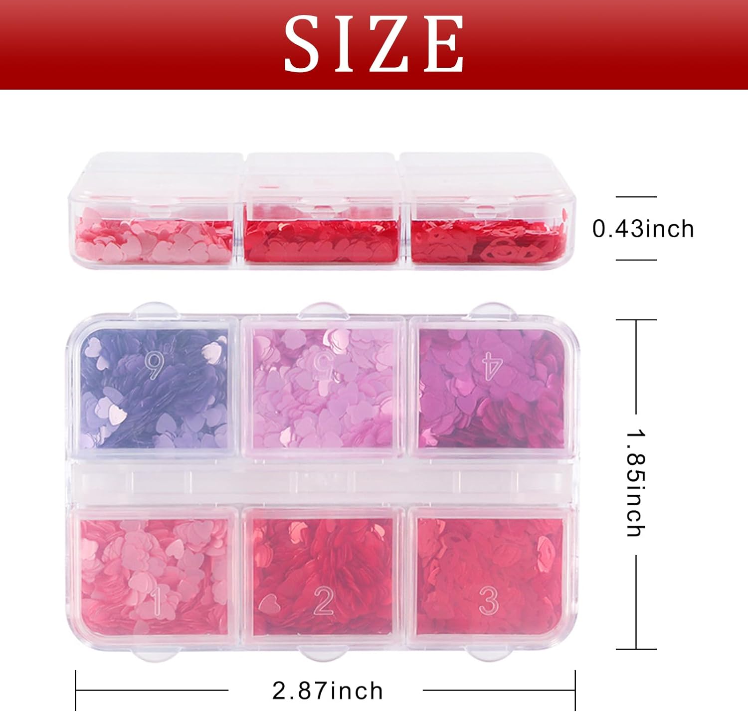 6 Grids of Holographic Sequins - 6 Be Mine - DTK Nail Supply