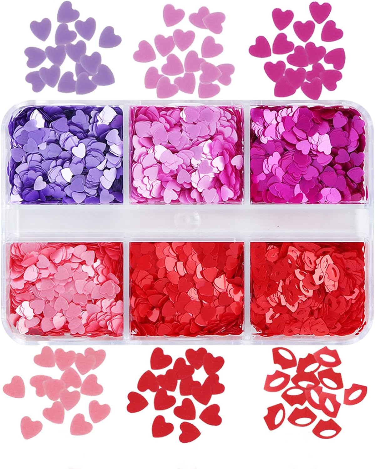 6 Grids of Holographic Sequins - 6 Be Mine - DTK Nail Supply