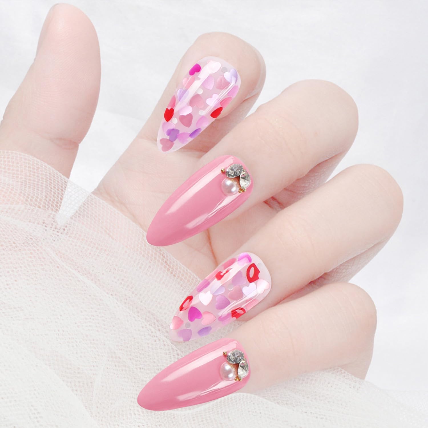 6 Grids of Holographic Sequins - 6 Be Mine - DTK Nail Supply