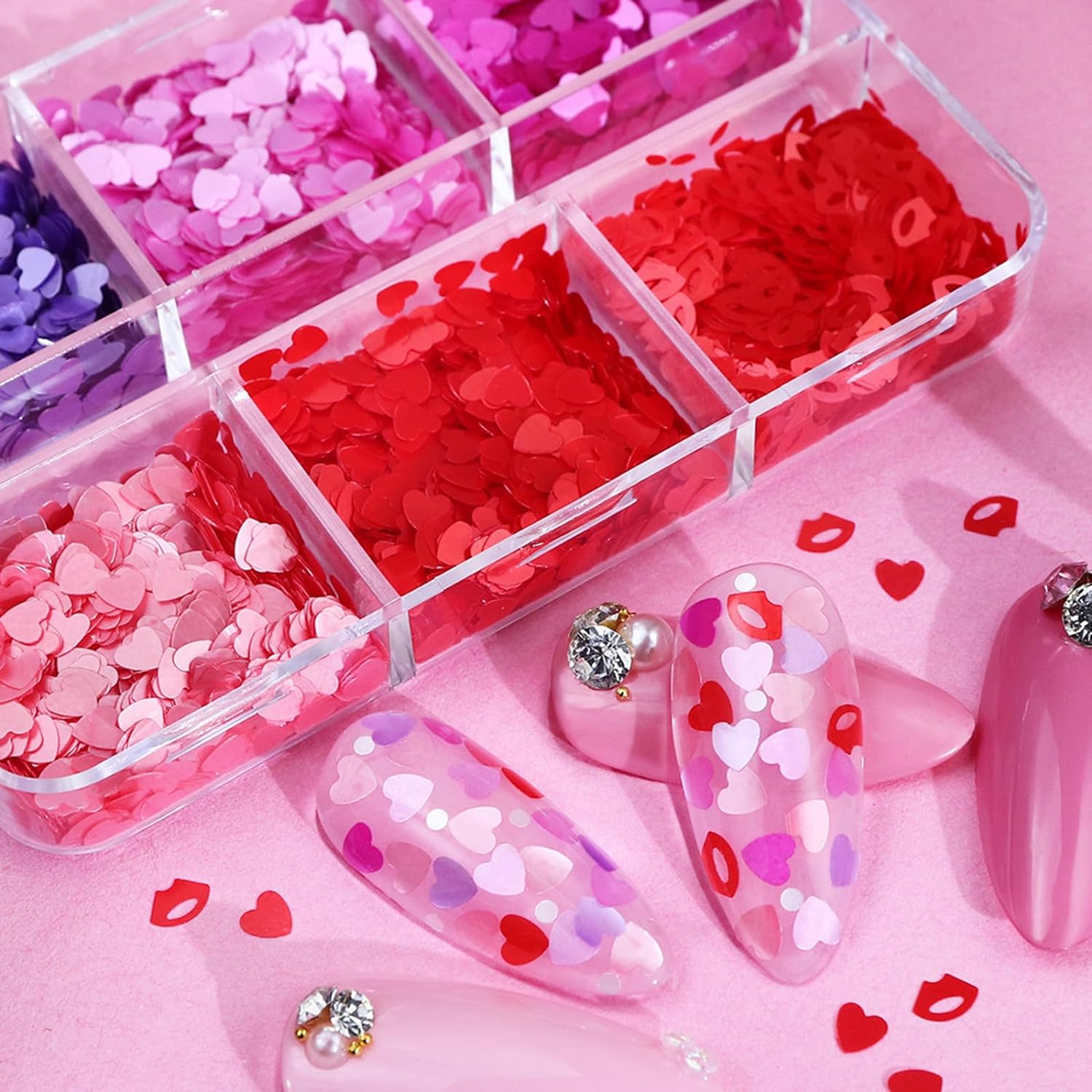 6 Grids of Holographic Sequins - 6 Be Mine - DTK Nail Supply