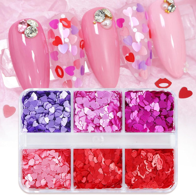6 Grids of Holographic Sequins - 6 Be Mine - DTK Nail Supply