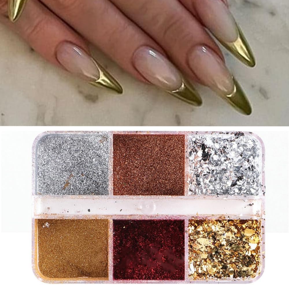 6 Grids of Mixed Nail Art - Chrome & Foil - 1909 - 38 - 1 - Metal - DTK Nail Supply