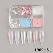 6 Grids of Mixed Nail Art - Chrome & Foil - 1909 - 51 - 3 Aurora - DTK Nail Supply
