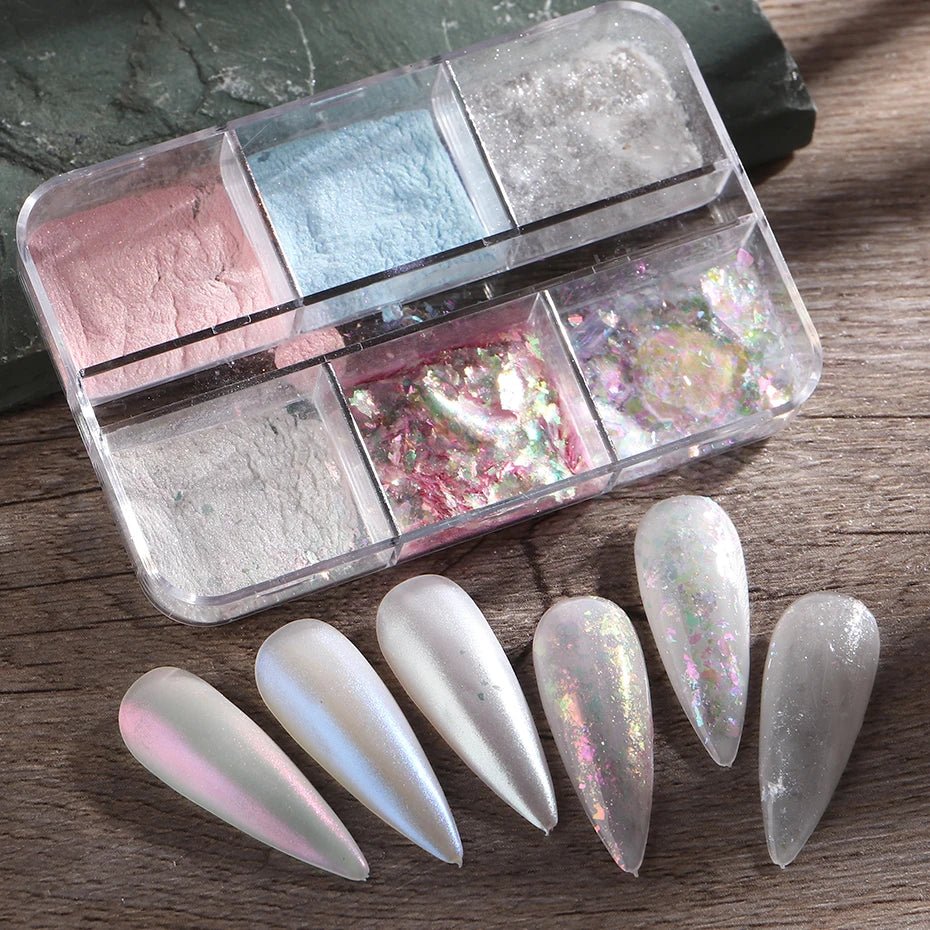 6 Grids of Mixed Nail Art - Chrome & Foil - 1909 - 51 - 3 Aurora - DTK Nail Supply