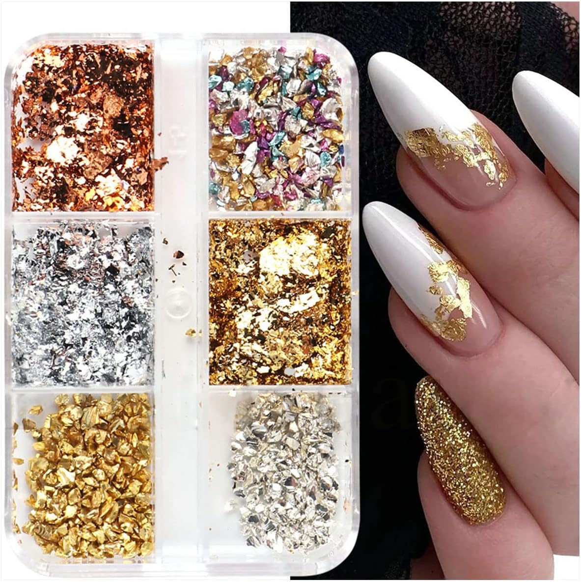 6 Grids of Nail Art Foil - 1909 - 61 - 2 Mixed Metals - DTK Nail Supply