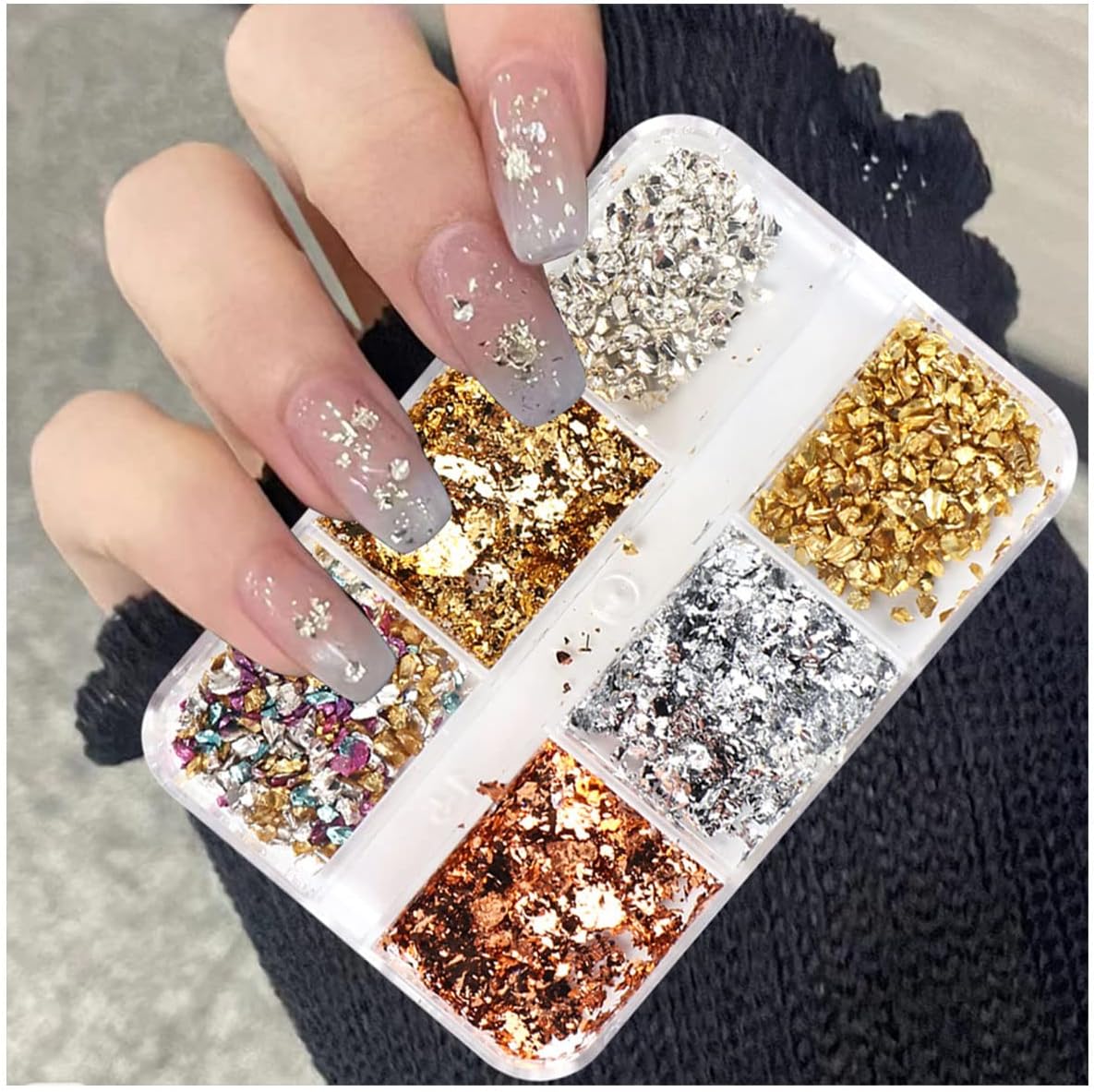 6 Grids of Nail Art Foil - 1909 - 61 - 2 Mixed Metals - DTK Nail Supply