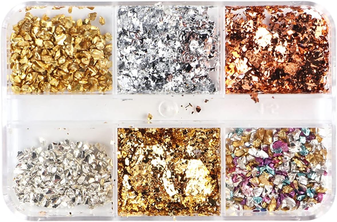 6 Grids of Nail Art Foil - 1909 - 61 - 2 Mixed Metals - DTK Nail Supply