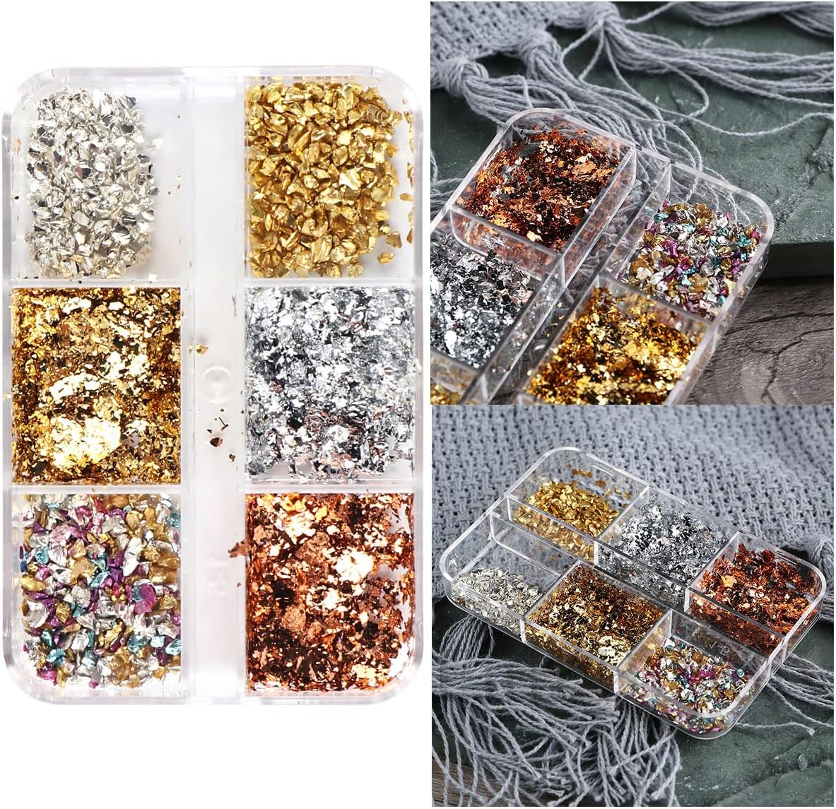 6 Grids of Nail Art Foil - 1909 - 61 - 2 Mixed Metals - DTK Nail Supply
