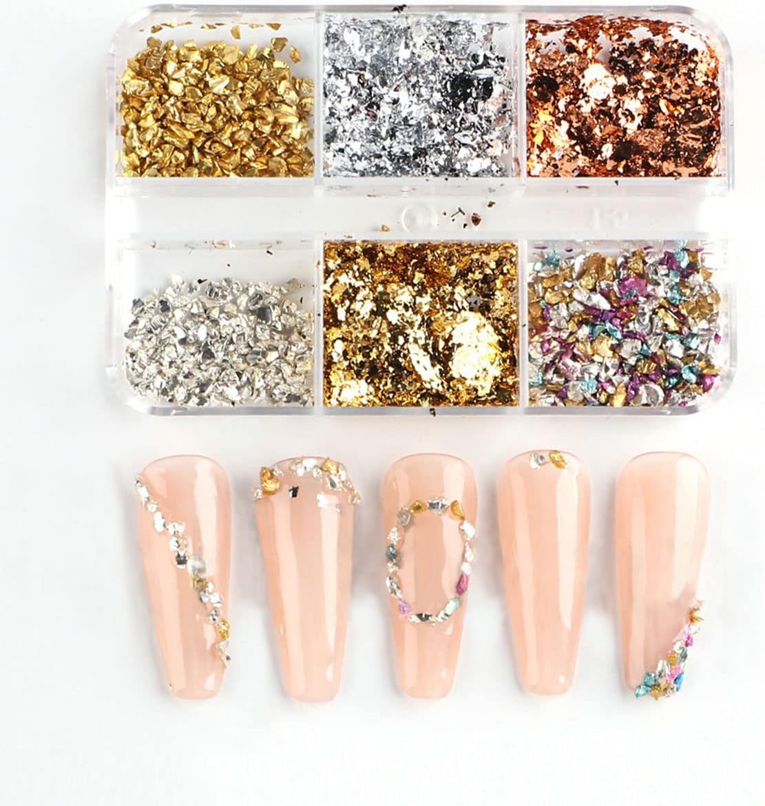 6 Grids of Nail Art Foil - 1909 - 61 - 2 Mixed Metals - DTK Nail Supply