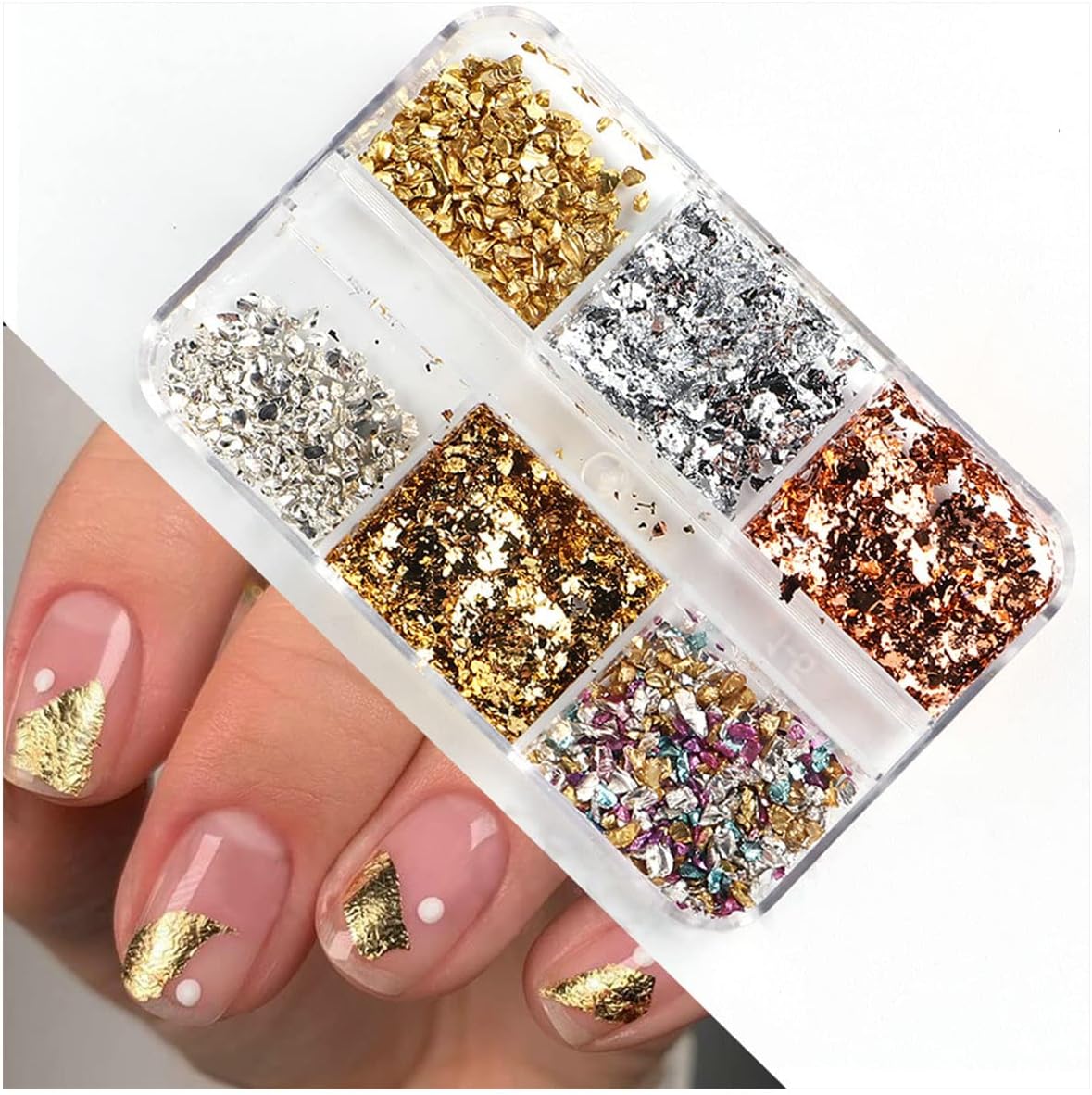 6 Grids of Nail Art Foil - 1909 - 61 - 2 Mixed Metals - DTK Nail Supply