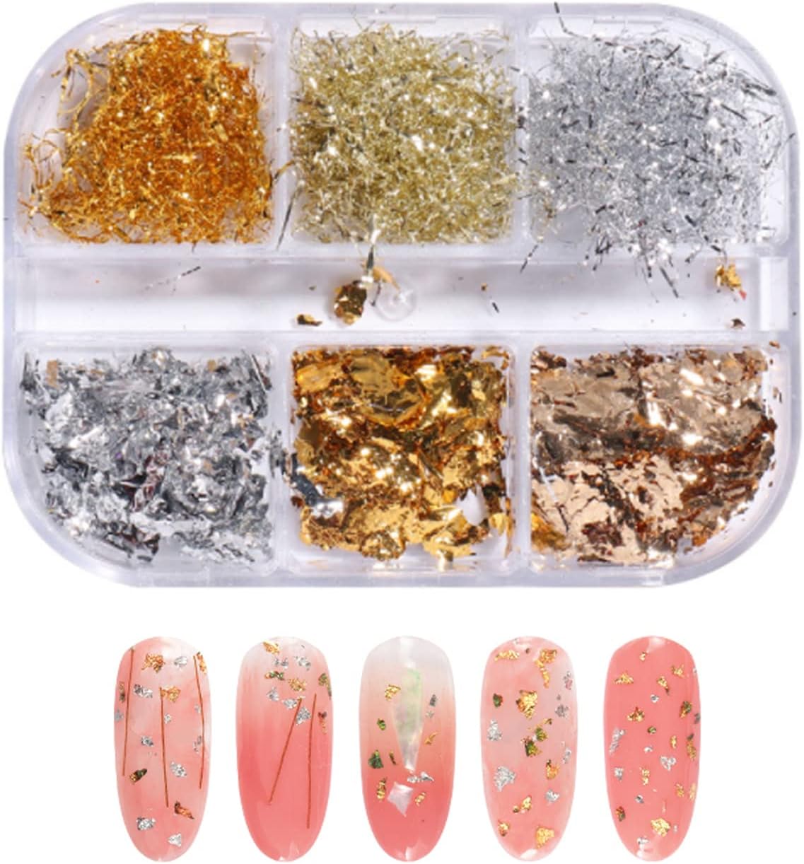 6 Grids of Nail Art Foil - 1909 - 62 - 1 Mixed Foil Flakes - DTK Nail Supply