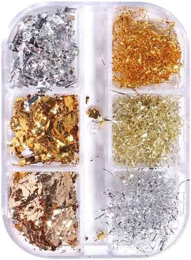 6 Grids of Nail Art Foil - 1909 - 62 - 1 Mixed Foil Flakes - DTK Nail Supply