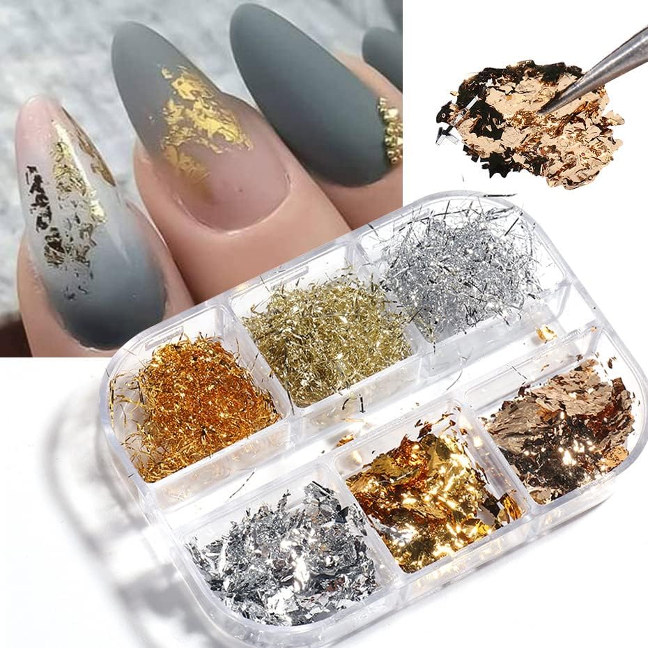 6 Grids of Nail Art Foil - 1909 - 62 - 1 Mixed Foil Flakes - DTK Nail Supply