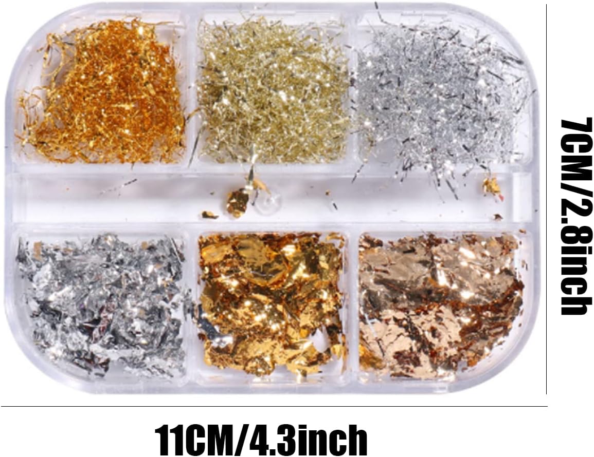 6 Grids of Nail Art Foil - 1909 - 62 - 1 Mixed Foil Flakes - DTK Nail Supply