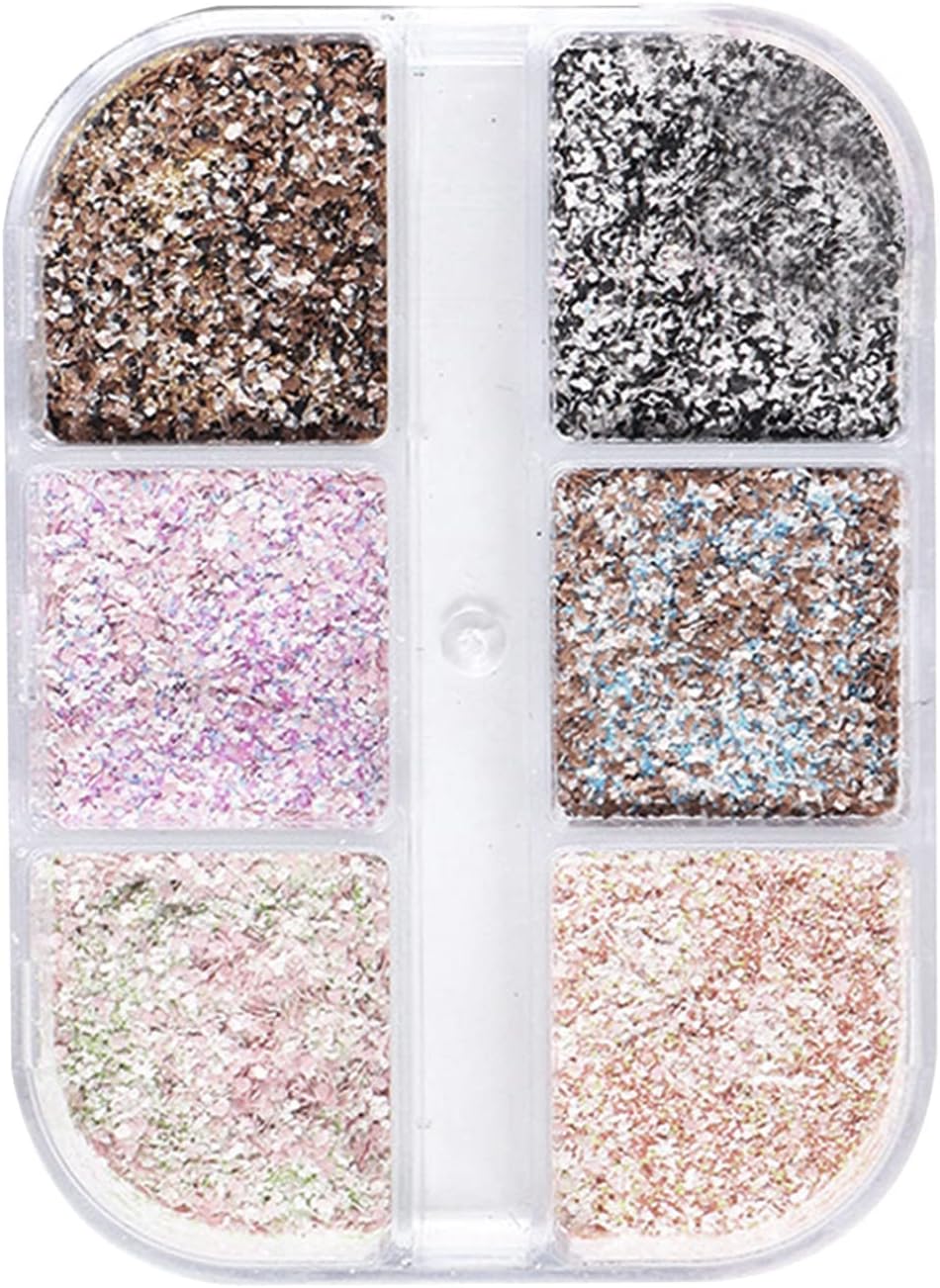 6 Grids of Nail Art Powder - MN02 - 1 - Boho - DTK Nail Supply