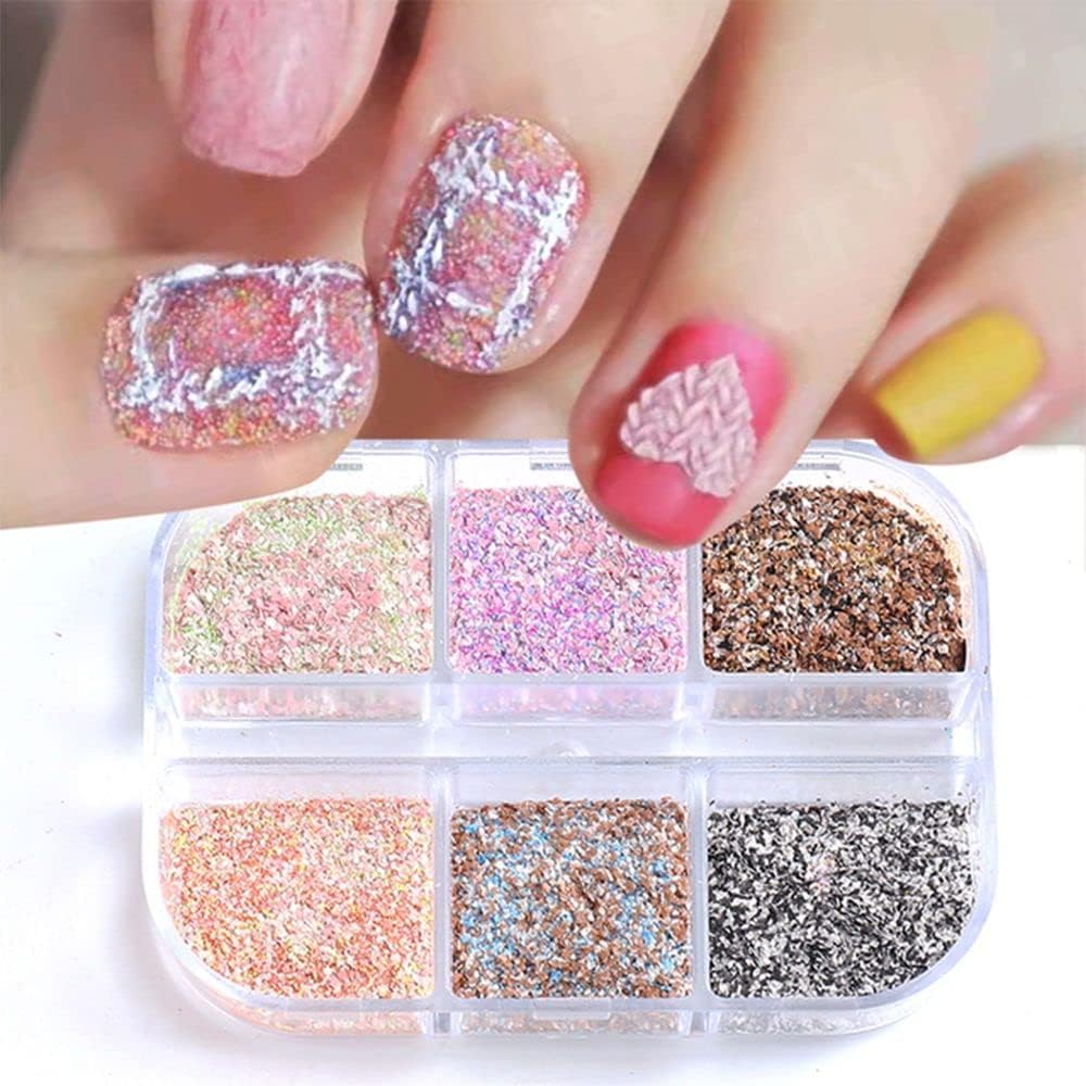 6 Grids of Nail Art Powder - MN02 - 1 - Boho - DTK Nail Supply