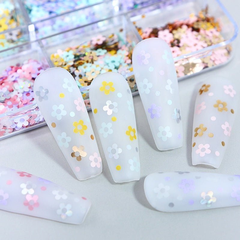6 Grids of Sequins - 16 Flowers - DTK Nail Supply