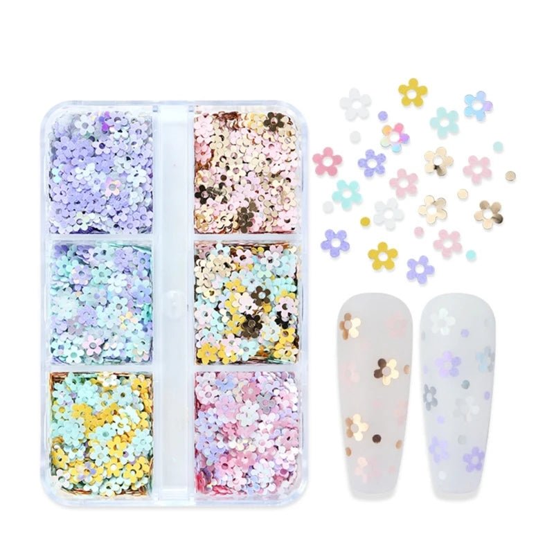 6 Grids of Sequins - 16 Flowers - DTK Nail Supply