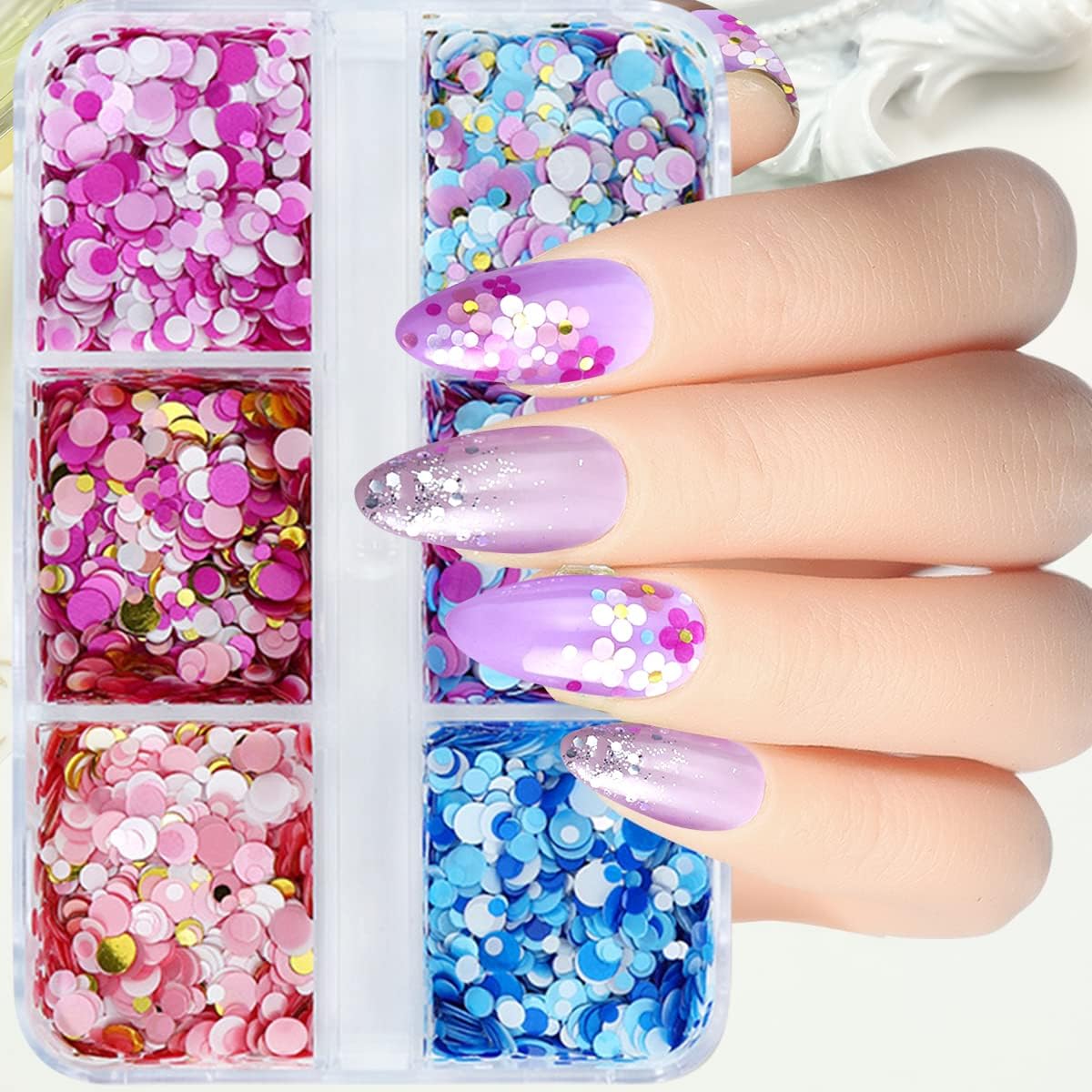 6 Grids of Sequins - 19 Confetti - DTK Nail Supply