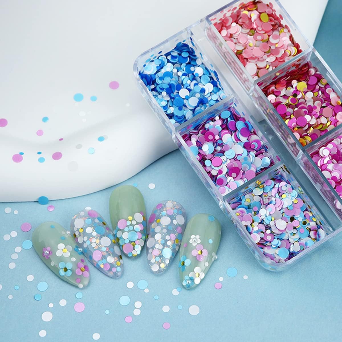 6 Grids of Sequins - 19 Confetti - DTK Nail Supply