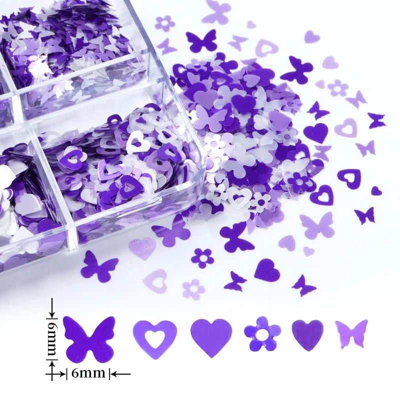 6 Grids of Sequins - 1909 - 47 - 4 Valentine Purple - DTK Nail Supply