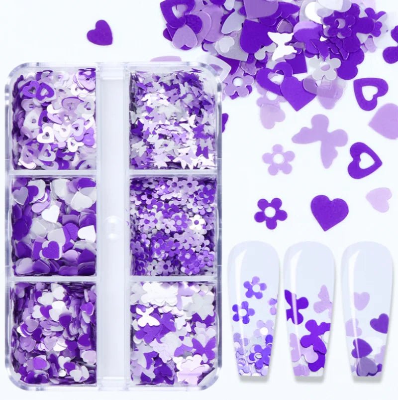 6 Grids of Sequins - 1909 - 47 - 4 Valentine Purple - DTK Nail Supply