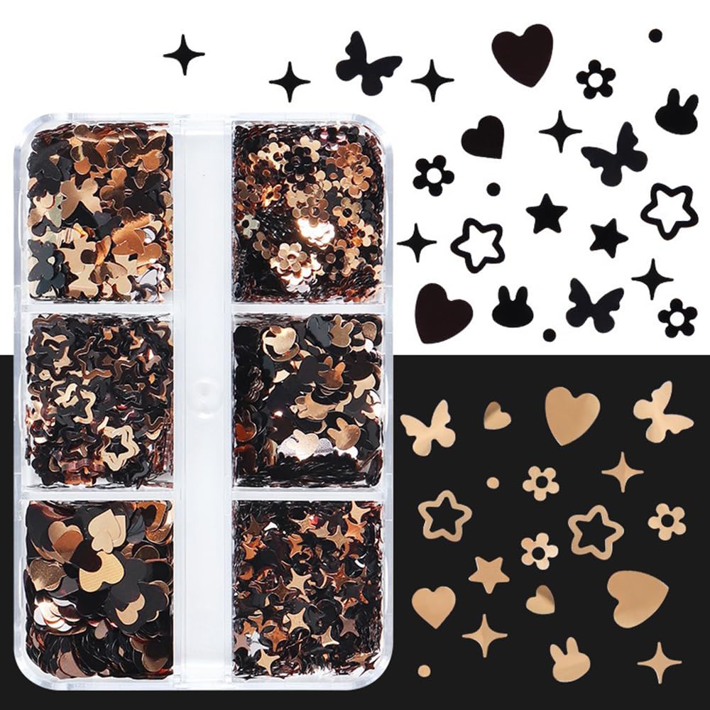 6 Grids of Sequins - 2 Valentine Black - DTK Nail Supply