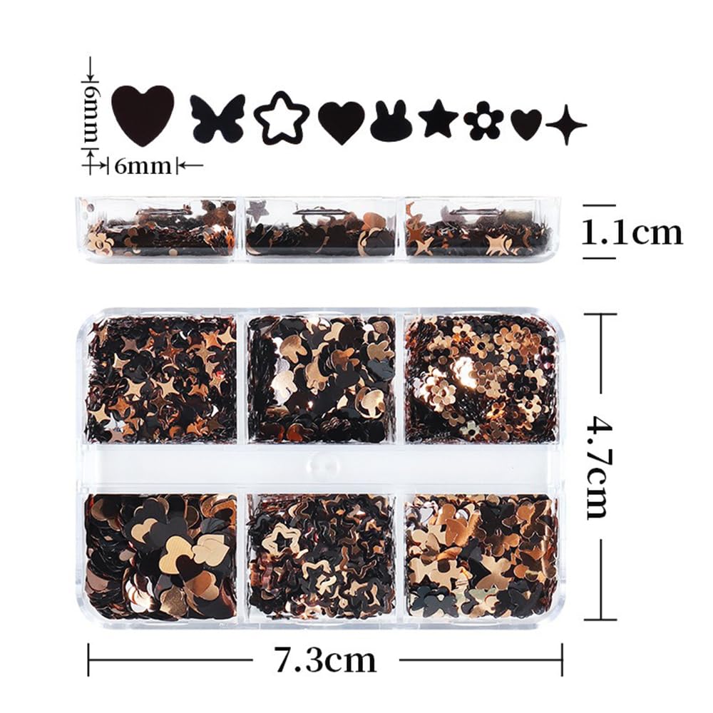 6 Grids of Sequins - 2 Valentine Black - DTK Nail Supply