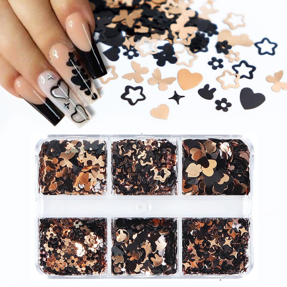 6 Grids of Sequins - 2 Valentine Black - DTK Nail Supply