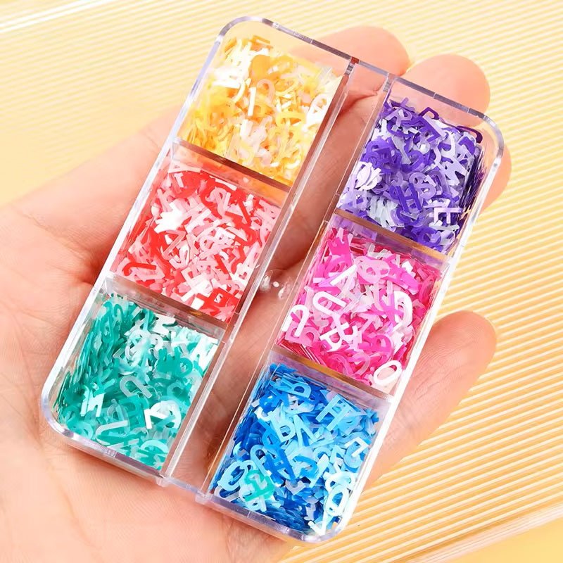 6 Grids of Sequins - 20 Alphabet Letters - DTK Nail Supply