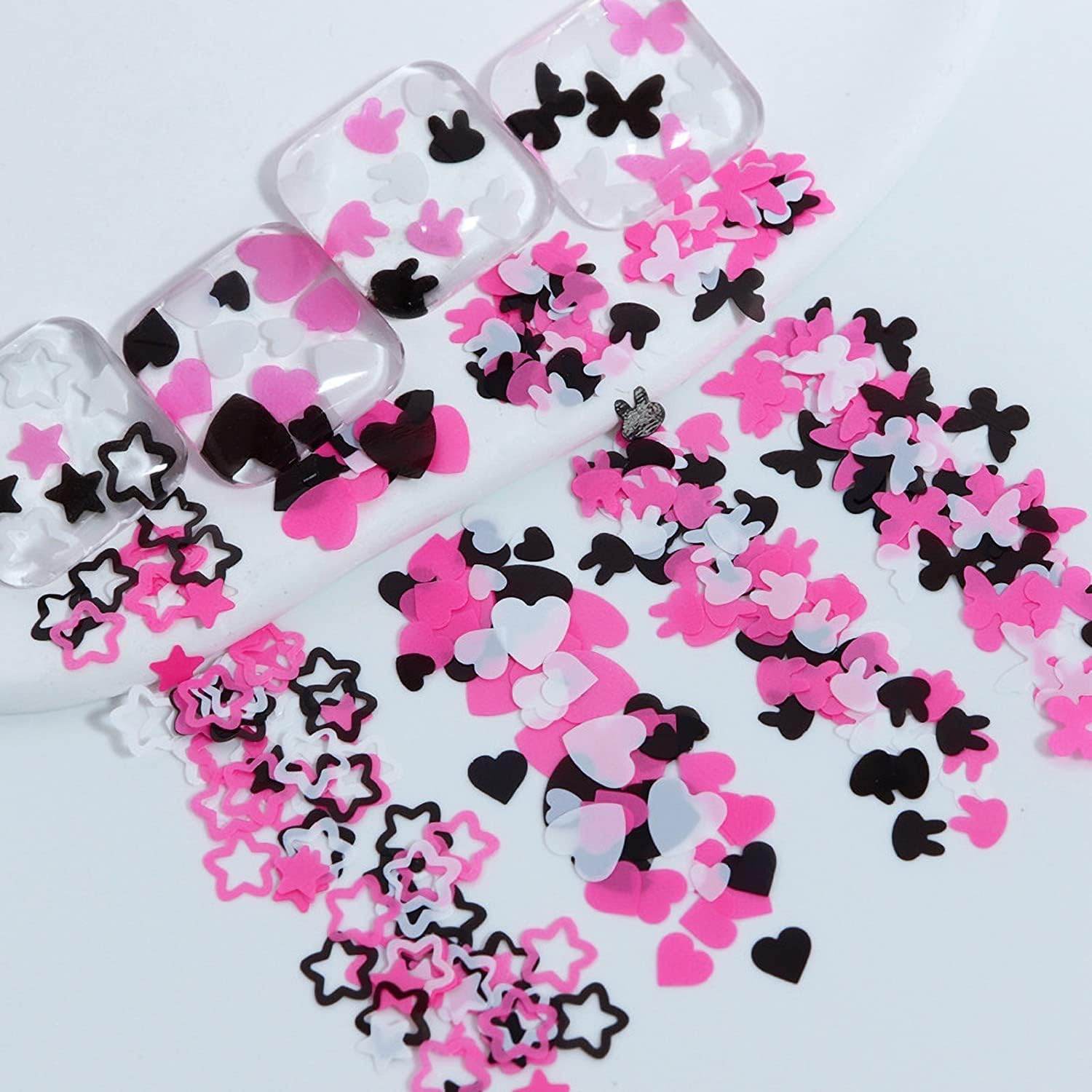 6 Grids of Sequins - 3 Pink Spade - DTK Nail Supply