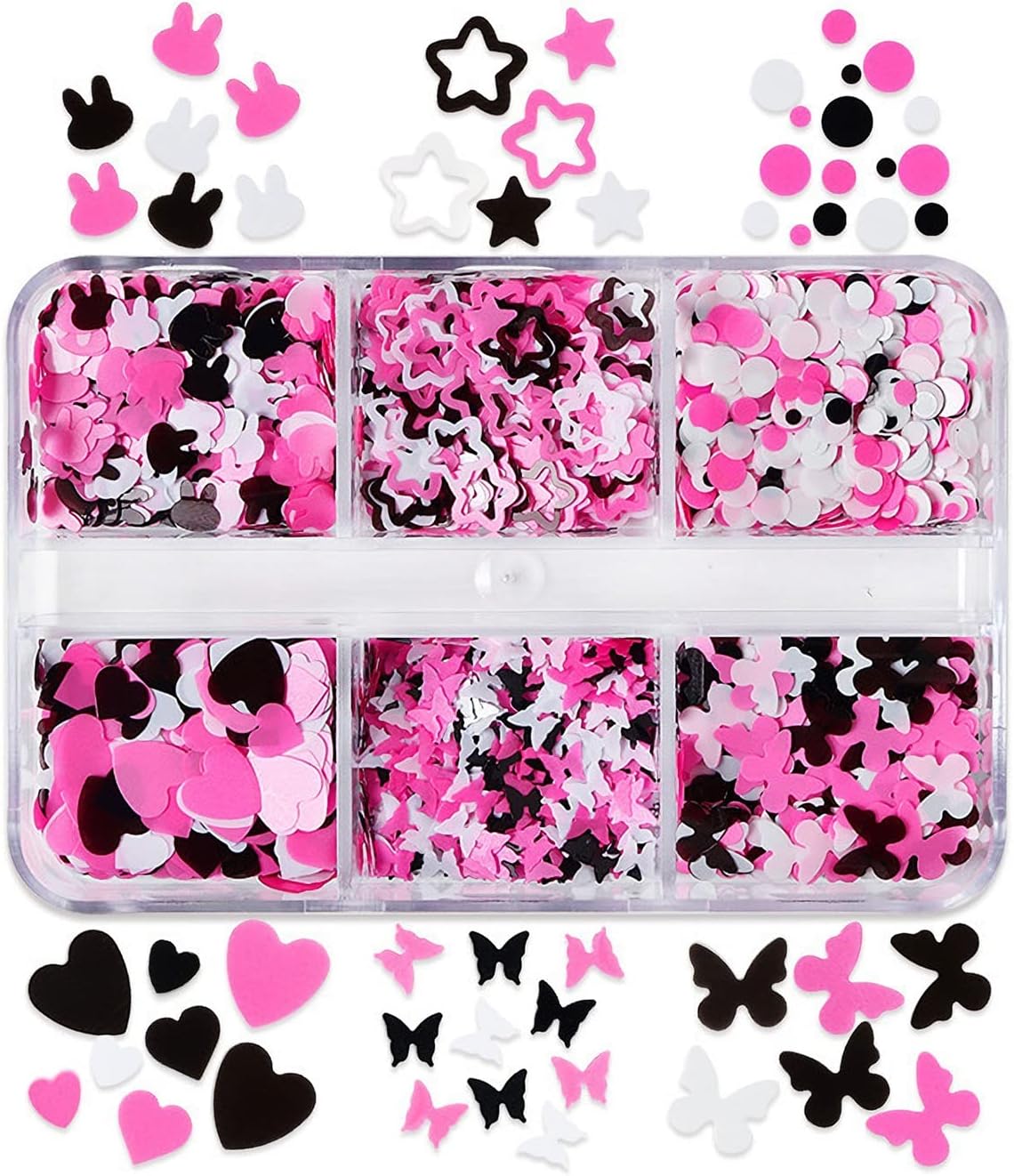 6 Grids of Sequins - 3 Pink Spade - DTK Nail Supply