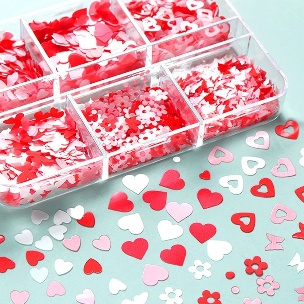6 Grids of Sequins - 5 Valentine Red - DTK Nail Supply