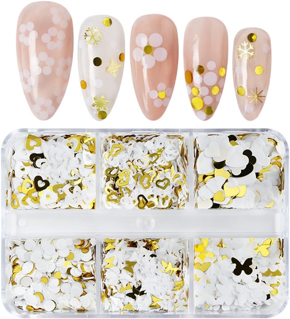 6 Grids of Sequins - 7 White Gold - DTK Nail Supply