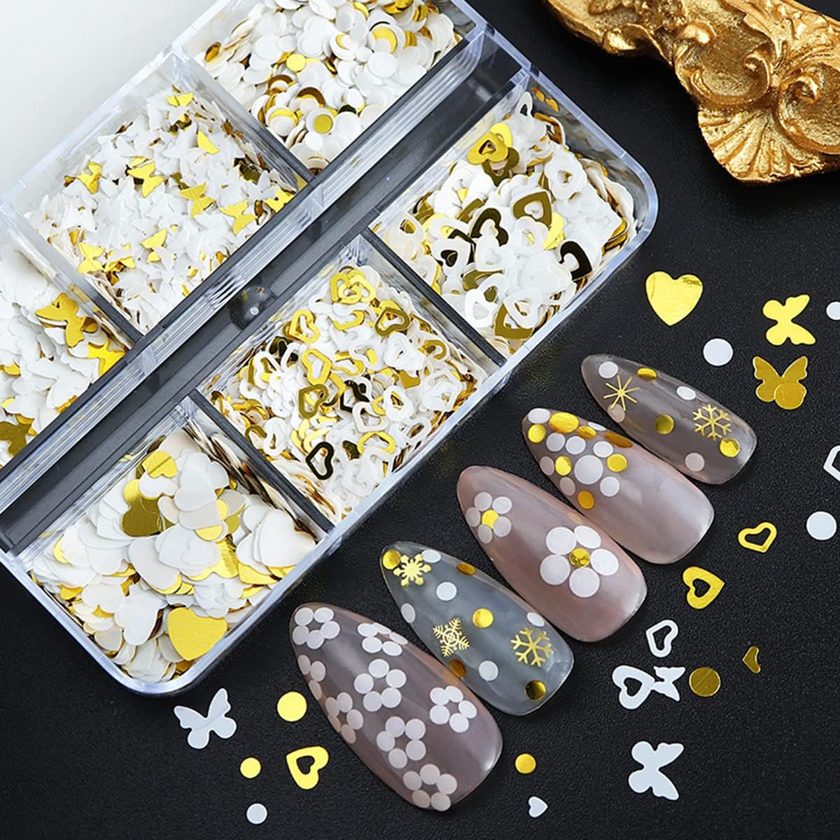 6 Grids of Sequins - 7 White Gold - DTK Nail Supply