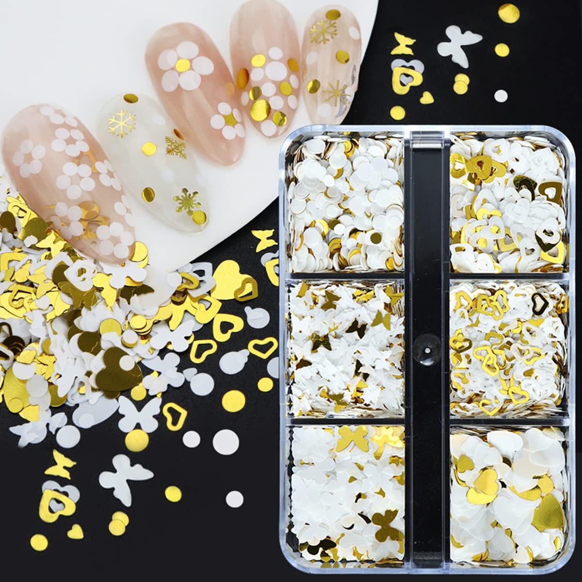 6 Grids of Sequins - 7 White Gold - DTK Nail Supply