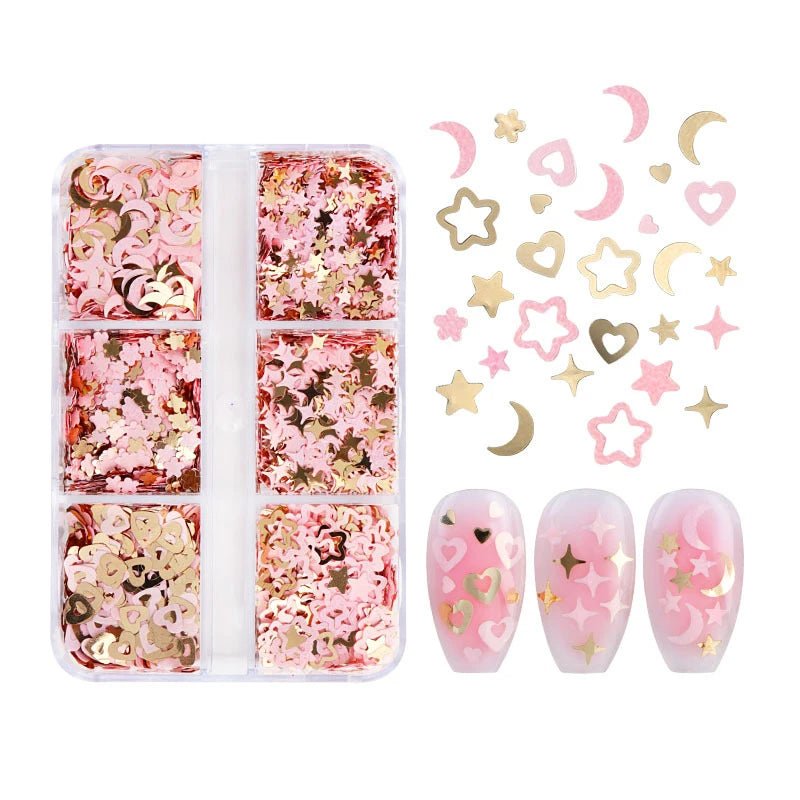6 Grids of Sequins - 8 Think Pink - DTK Nail Supply