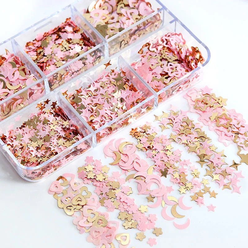 6 Grids of Sequins - 8 Think Pink - DTK Nail Supply