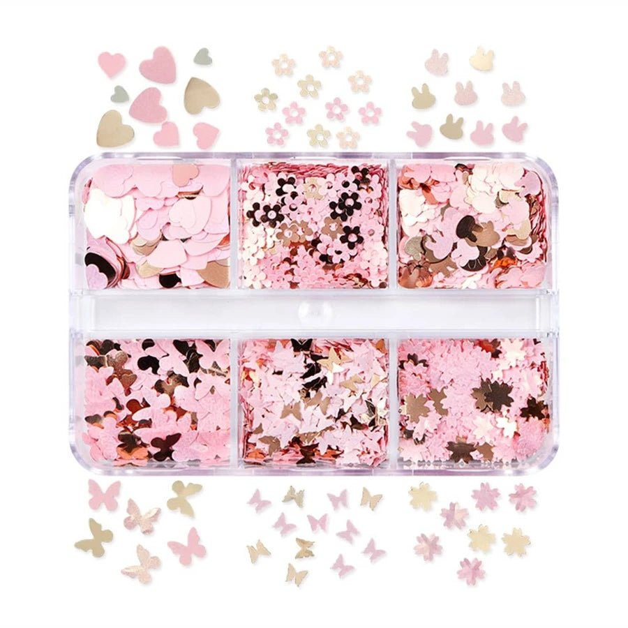 6 Grids of Sequins - 9 Spring Love - DTK Nail Supply