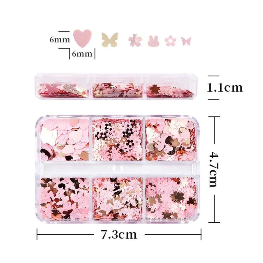 6 Grids of Sequins - 9 Spring Love - DTK Nail Supply